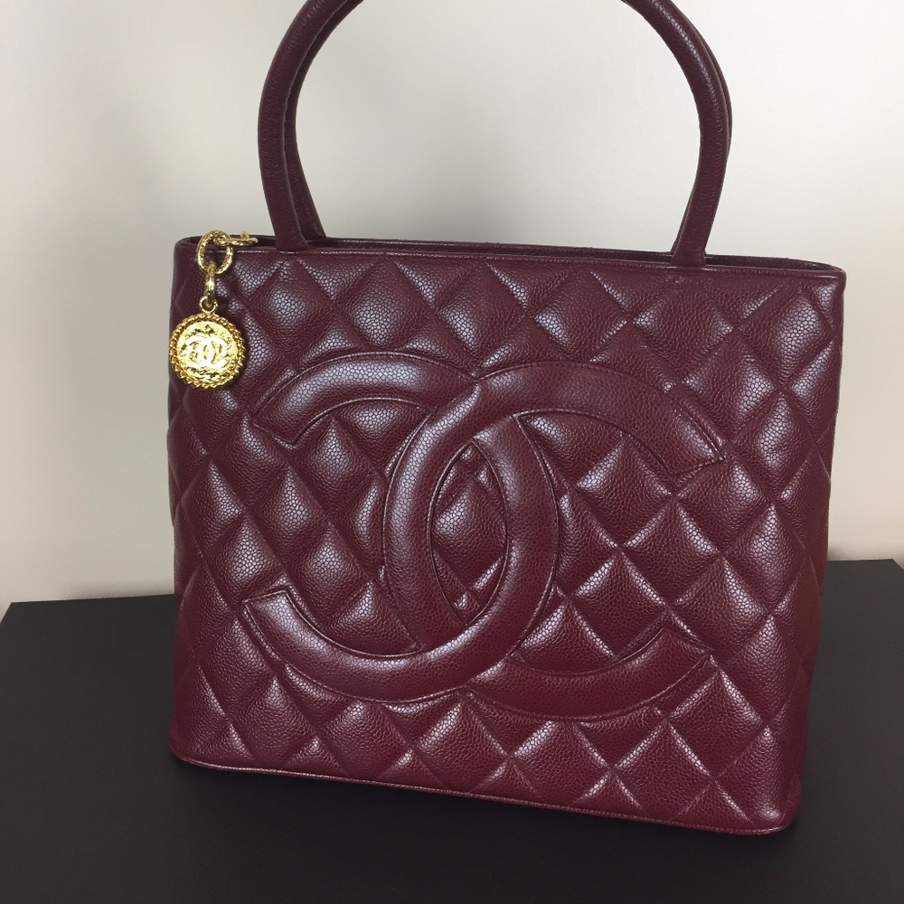 Vintage Chanel Quilted Medallion Tote - Maroon